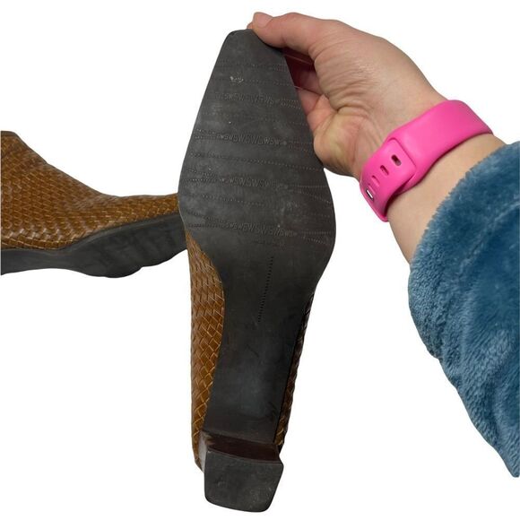 Stuart Weitzman woven leather brown boots booties 9 m - Picture 5 of 11